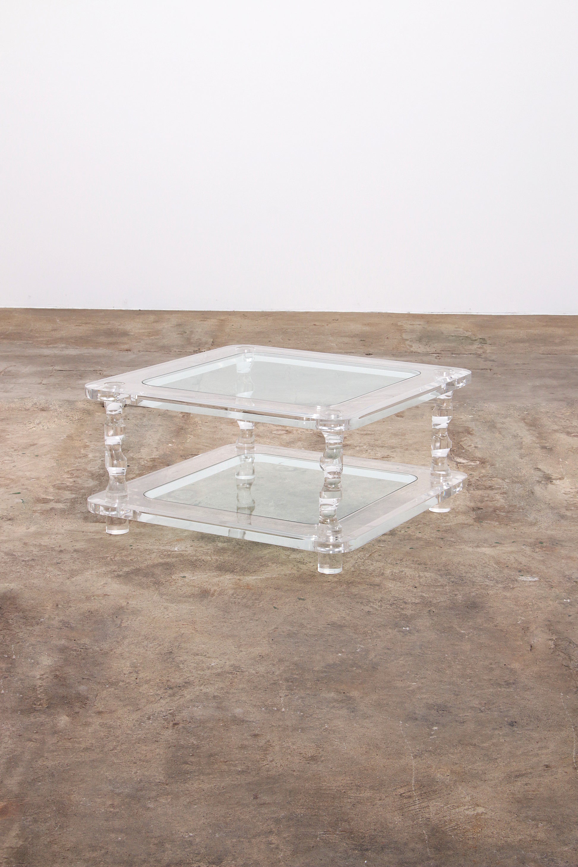 Franse Salontafel Lucite en Glas Maison Romeo, jaren 70