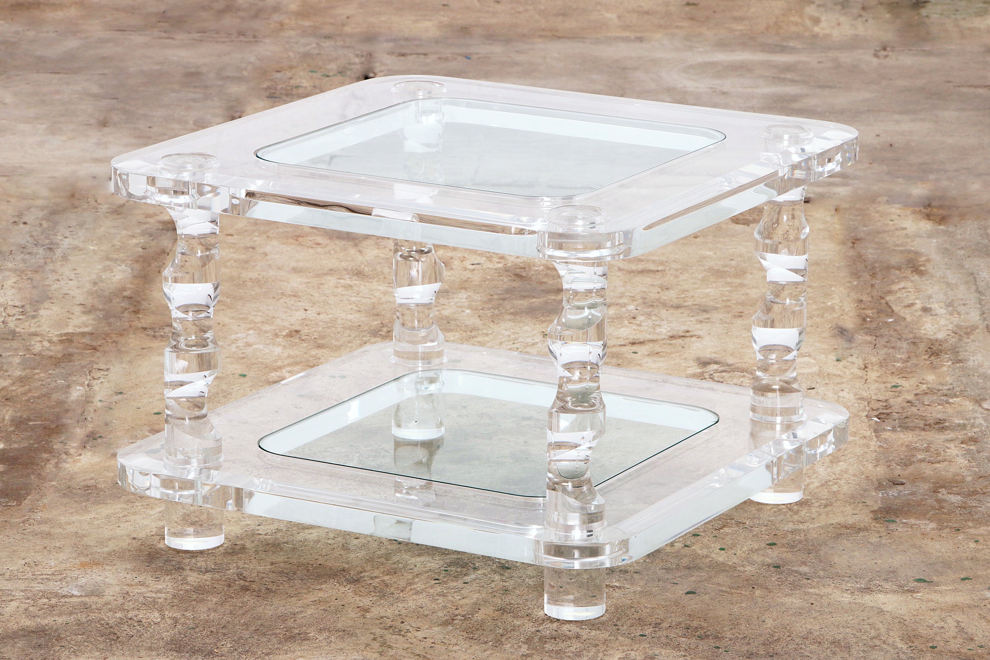 Franse Salontafel Lucite en Glas Maison Romeo, jaren 70