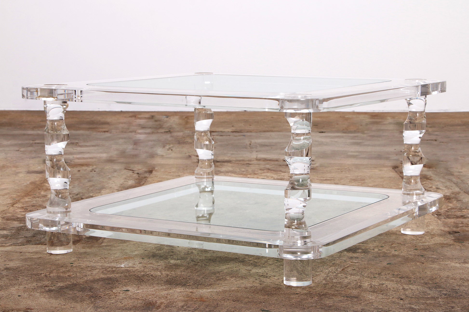 Franse Salontafel Lucite en Glas Maison Romeo, jaren 70