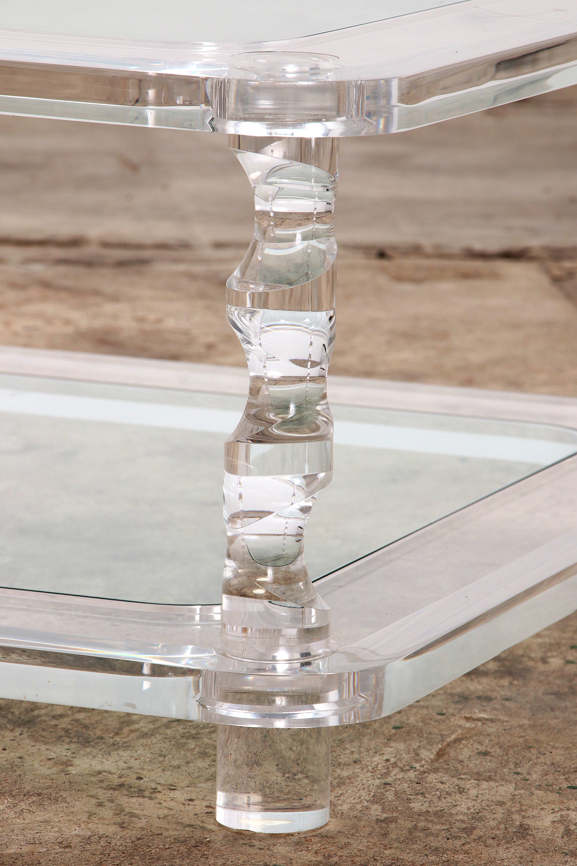 Franse Salontafel Lucite en Glas Maison Romeo, jaren 70