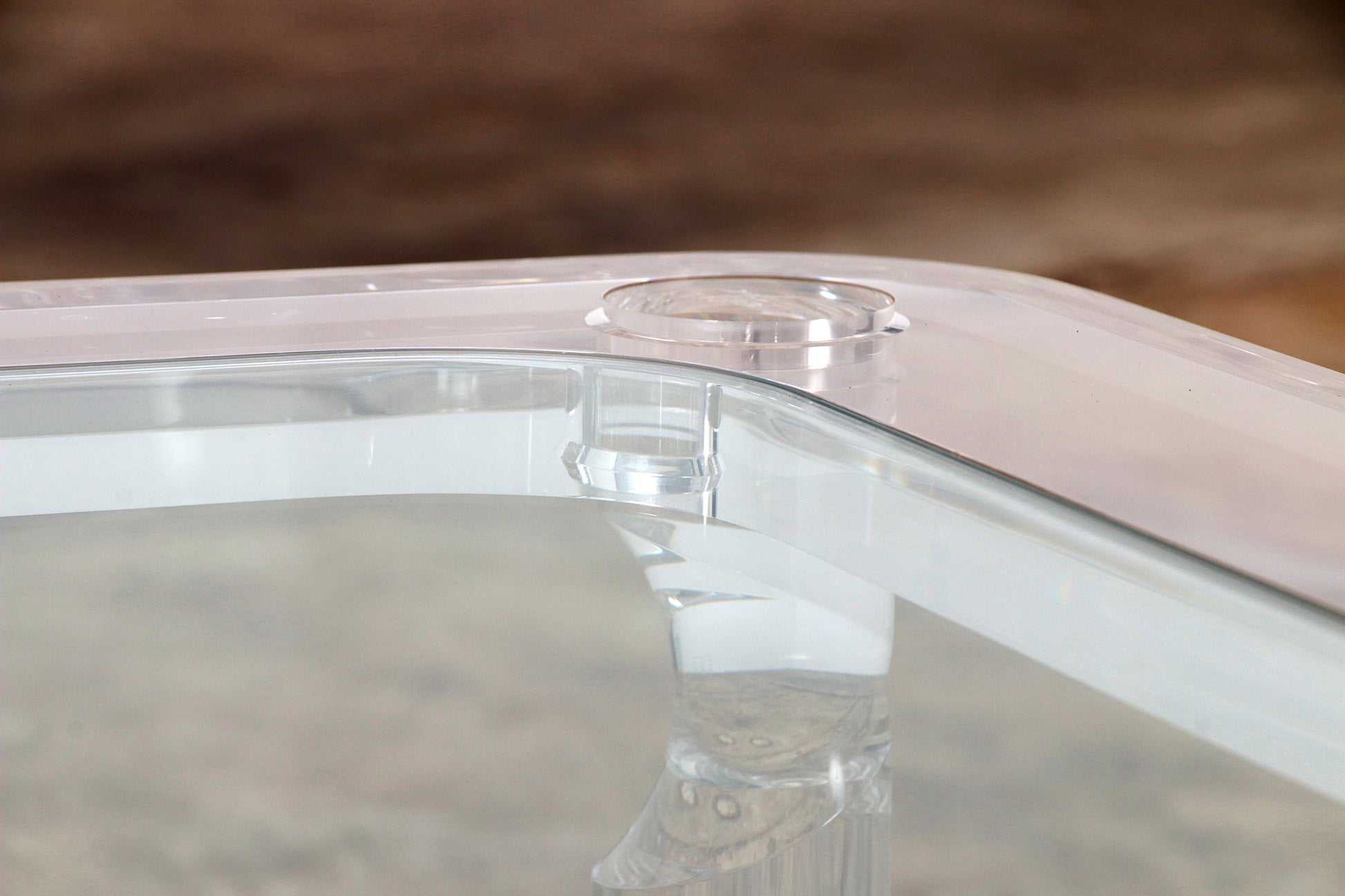 Franse Salontafel Lucite en Glas Maison Romeo, jaren 70