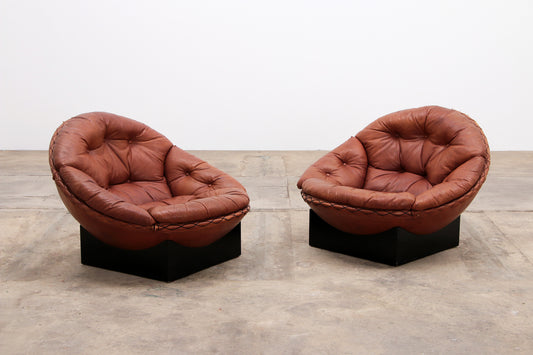 Vintage Gognac kleur Lounge set van Illum Wikkelso voor Ryesberg Mobler 1970