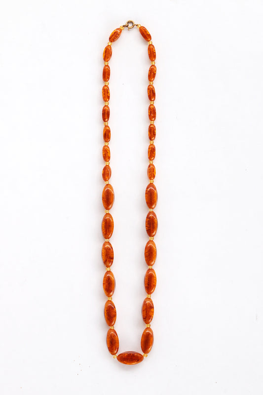 Vintage Amber Prachtig oranje Kralencollier - Unieke Patina,1960