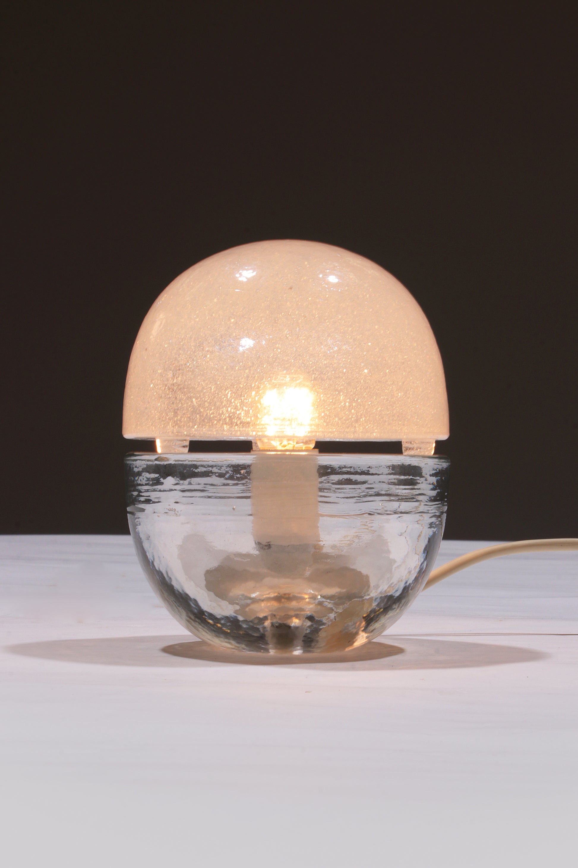 Italiaanse Design Tafellamp van Dik MassiefGlas uit 1960