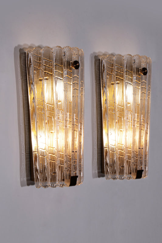 Orrefors Design XXL Wandlampen van Carl Fagerlund glas en messing, 1960s