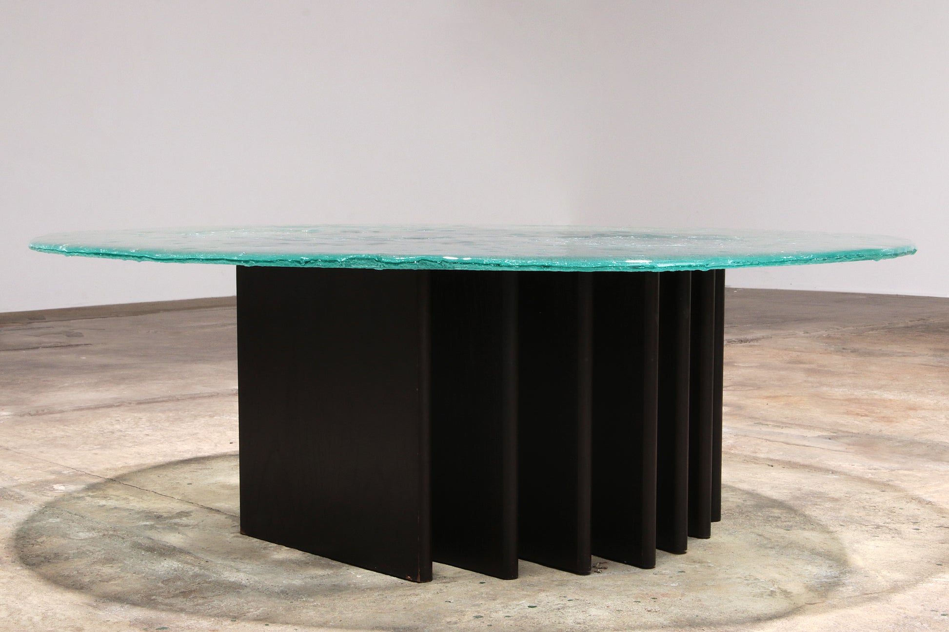 Sculpturale glazen salontafel van Heinz Lilienthal 1970,Duitsland