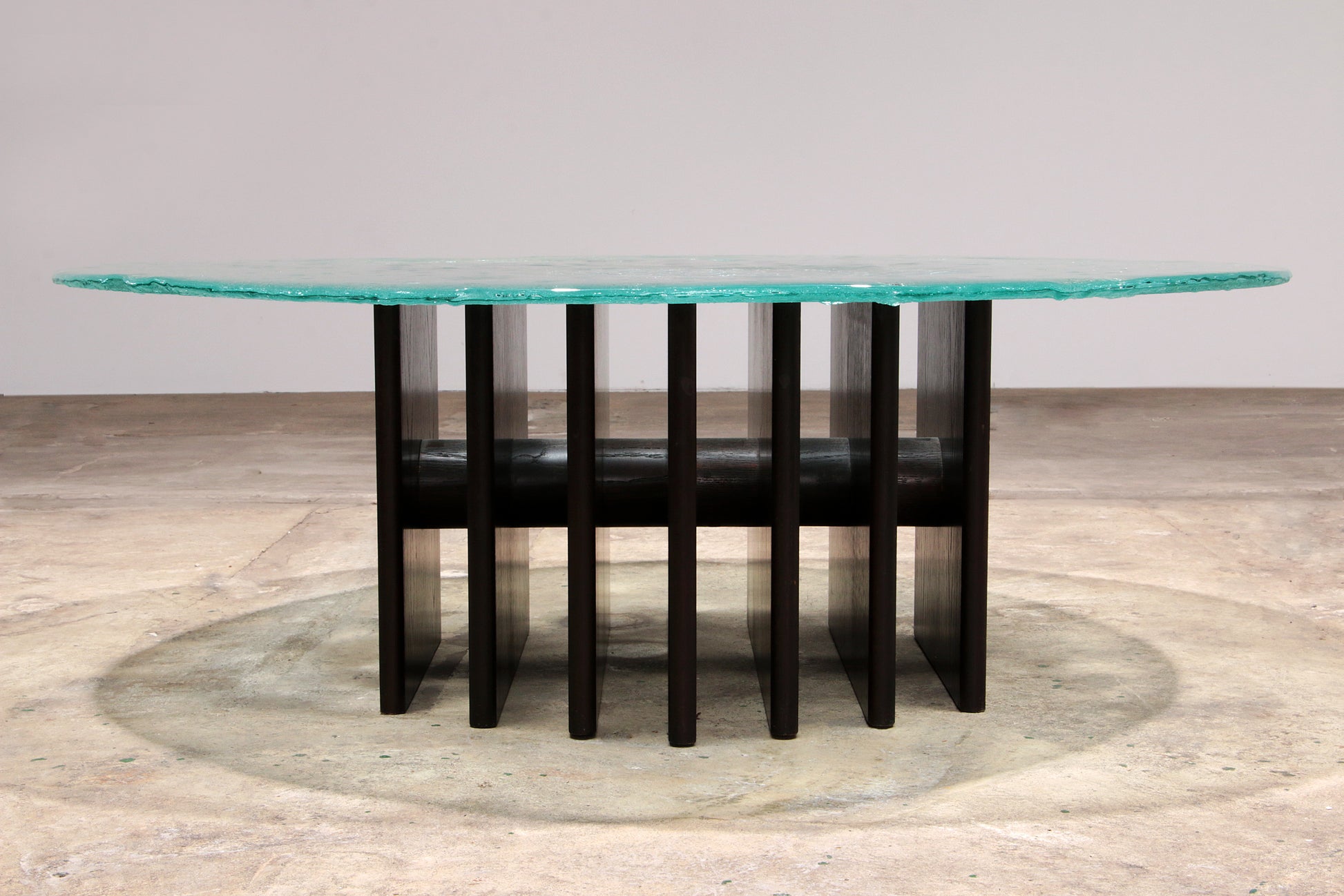 Sculpturale glazen salontafel van Heinz Lilienthal 1970,Duitsland