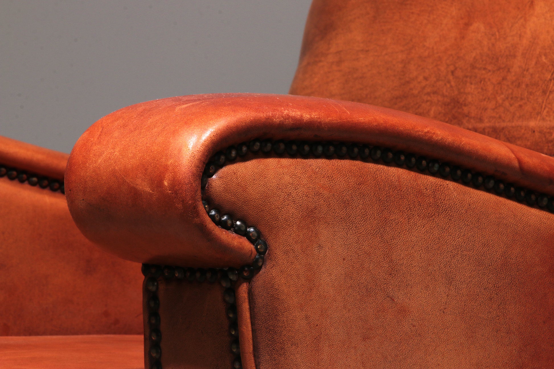 Schaap leren fauteuil Nederlands design handgemaakt 1970 -Merknaam Joris