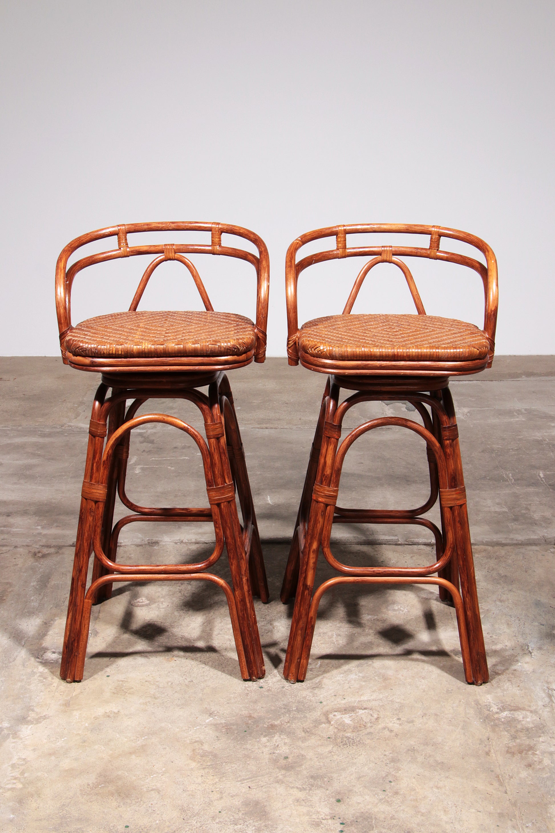 Vintage Bohemian Bamboo bar stools handmade 1970 Denmark