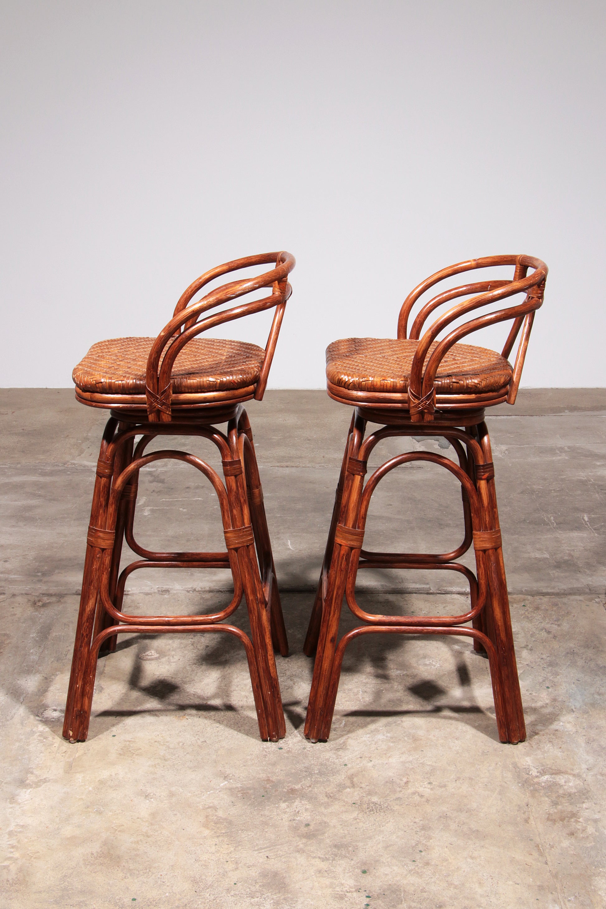 Vintage Bohemian Bamboo bar stools handmade 1970 Denmark