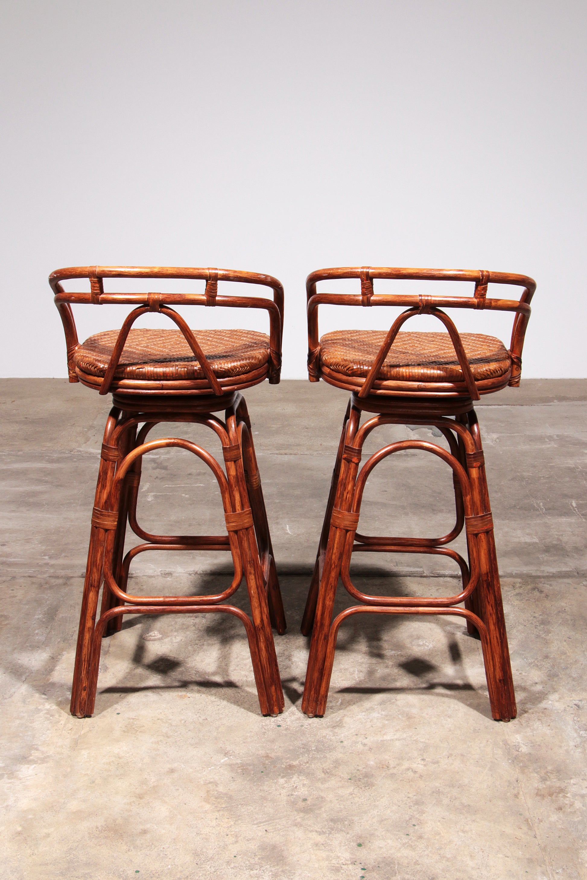 Vintage Bohemian Bamboo bar stools handmade 1970 Denmark