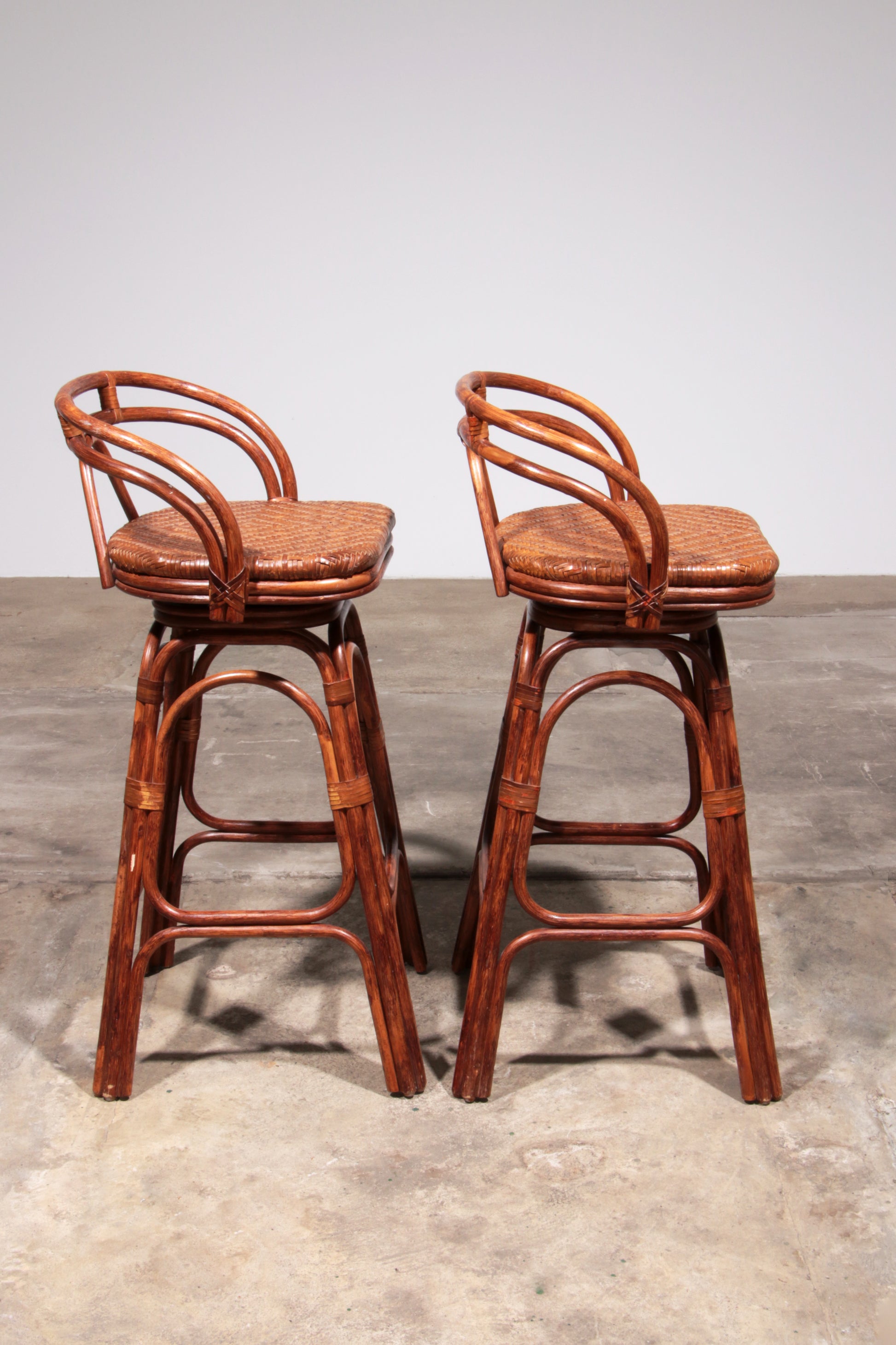 Vintage Bohemian Bamboo bar stools handmade 1970 Denmark