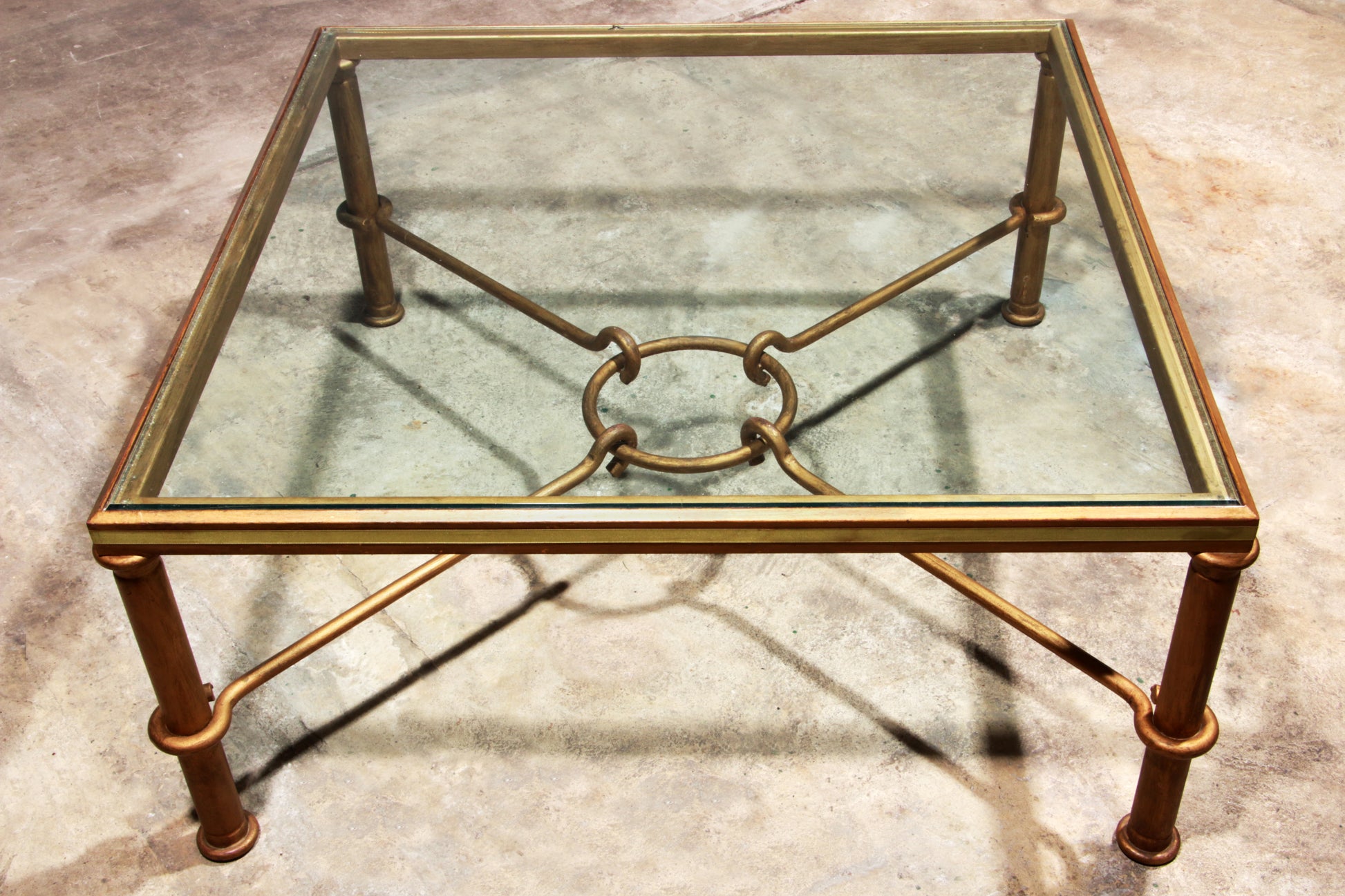 Gilded Iron Coffee Table by Giovanni Banci, Italy 1970