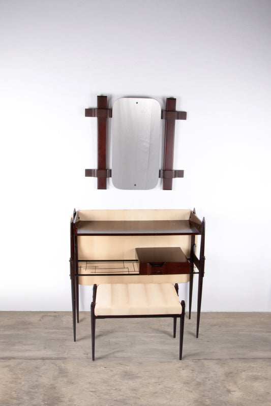 Ico Parisi Wall Unit with Mirror and Stool - 1950 Italy