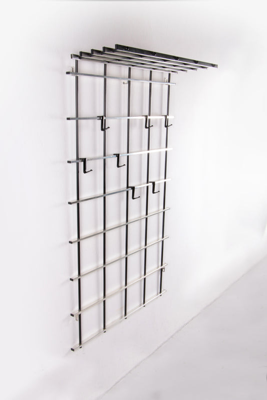 Vintage chrome color aluminum wall coat rack 1950s