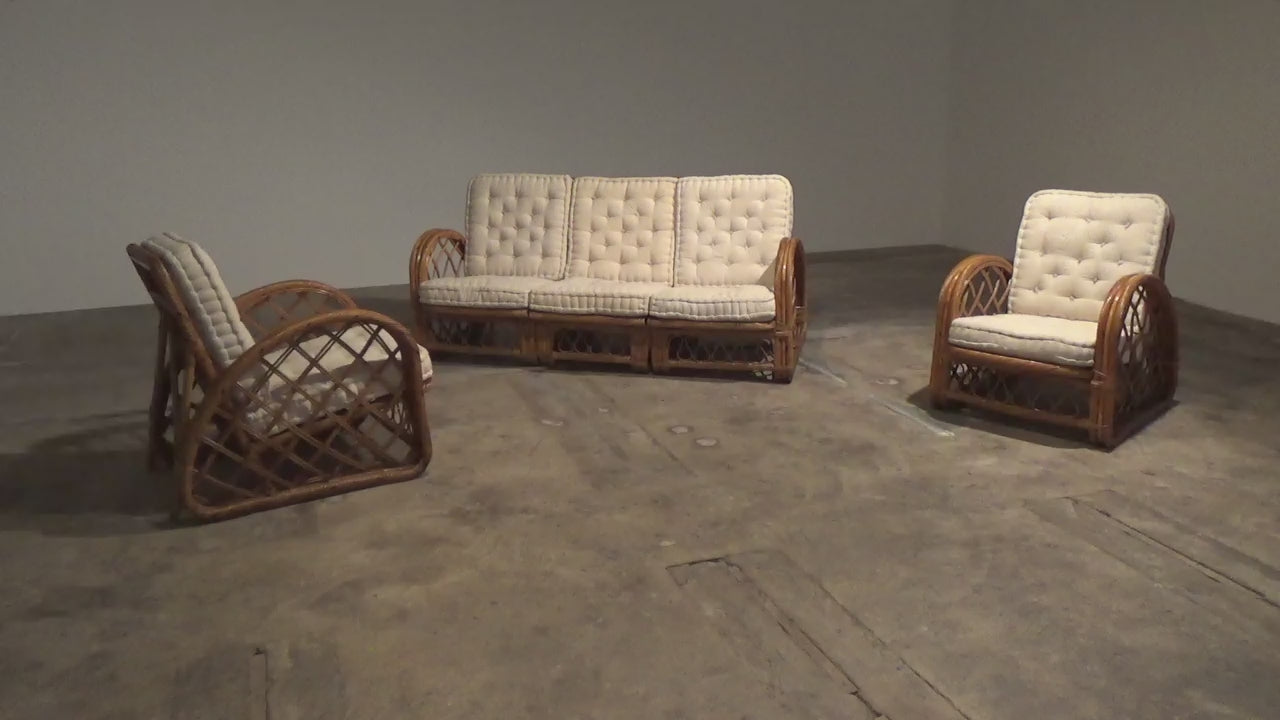 Vintage Franse Bamboe Lounge set,Paul Frankl style,1960