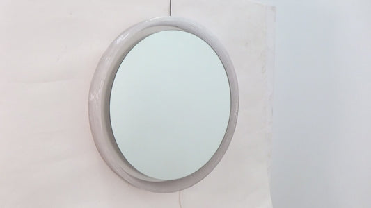 Vintage Round Plexiglass Bathroom Mirror with Interior Lighting