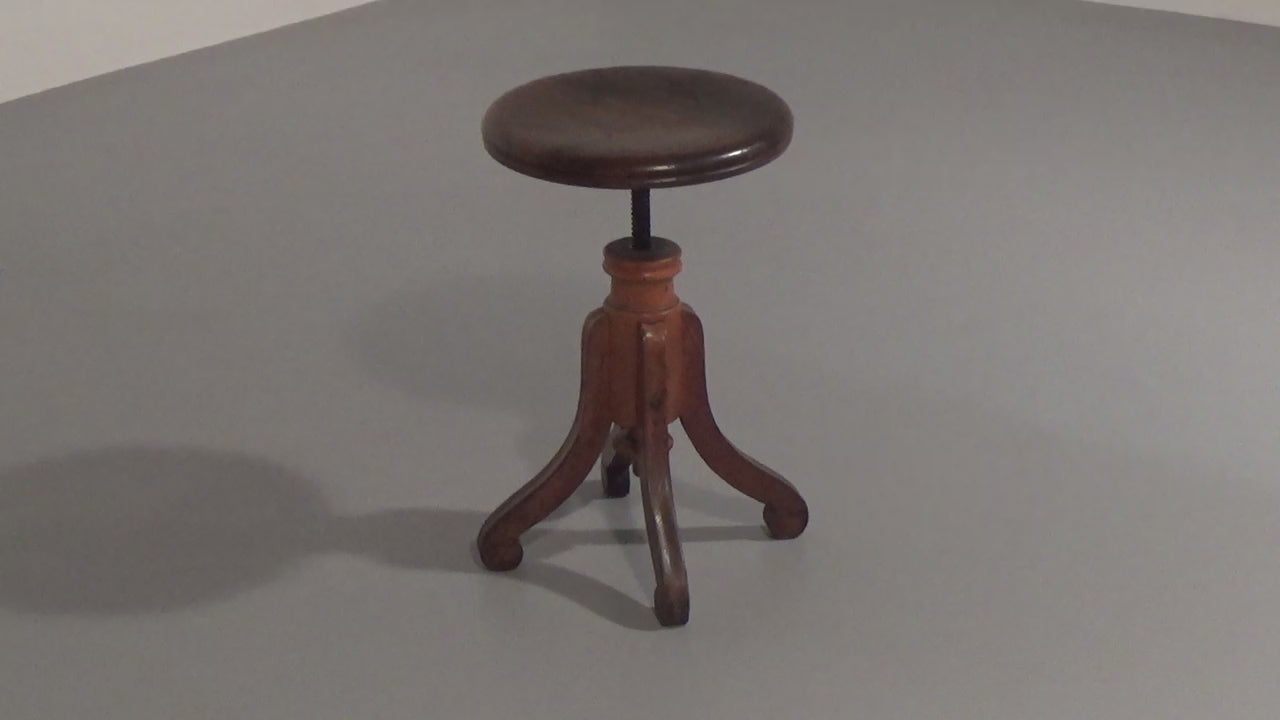 Vintage Scandinavian Piano Stool from 1940 in Solid Beech Wood