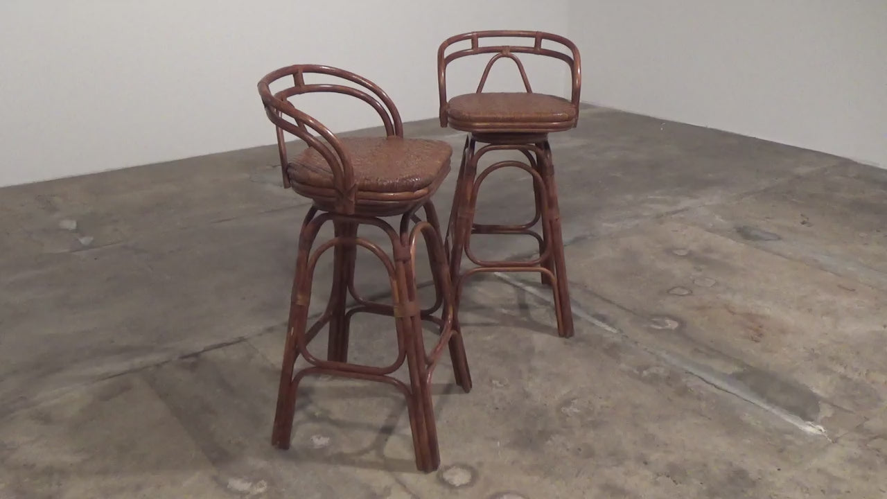 Vintage Bohemian Bamboo bar stools handmade 1970 Denmark