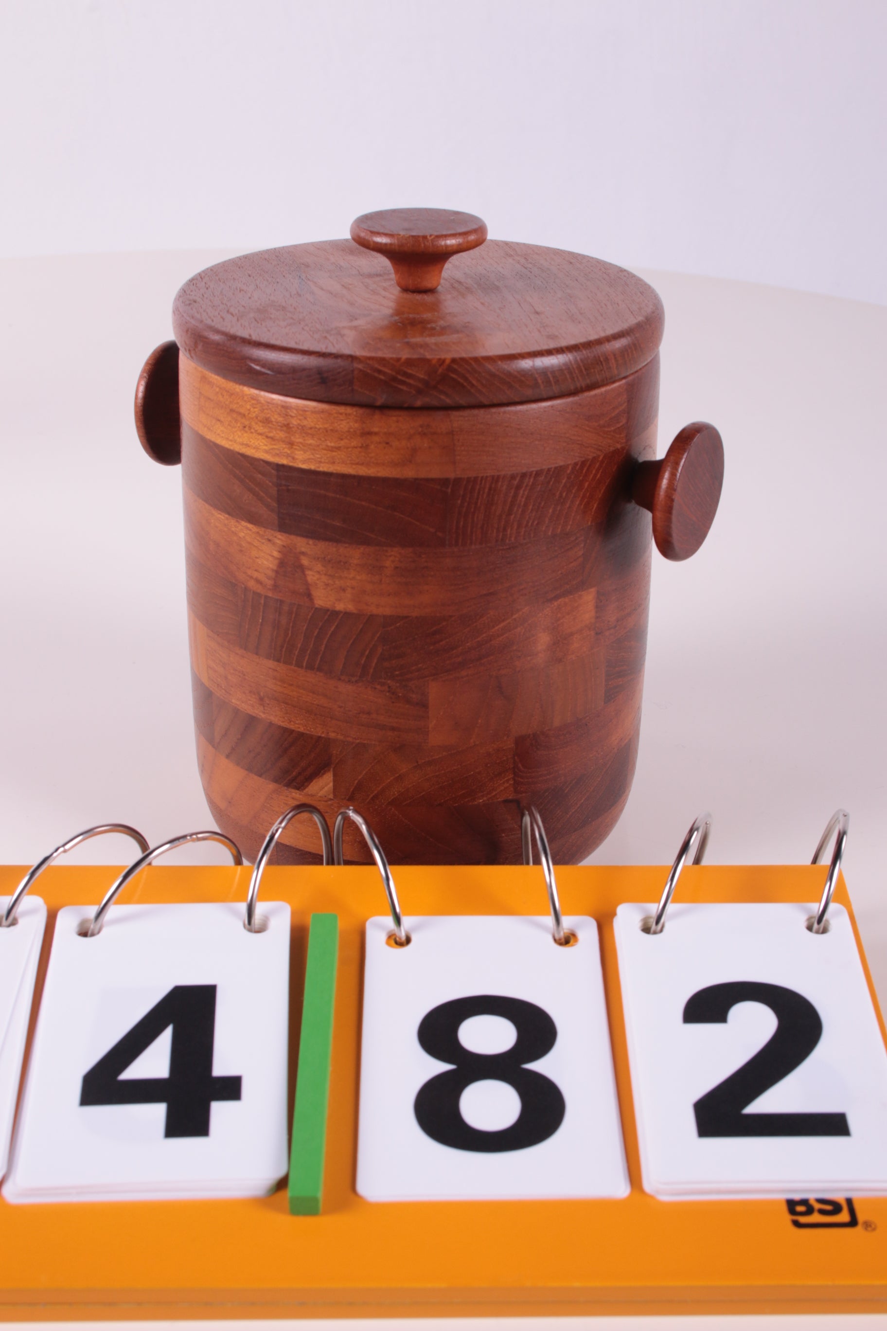 Vintage teakhouten ijsemmer design Viners of Sheffield voorkant
