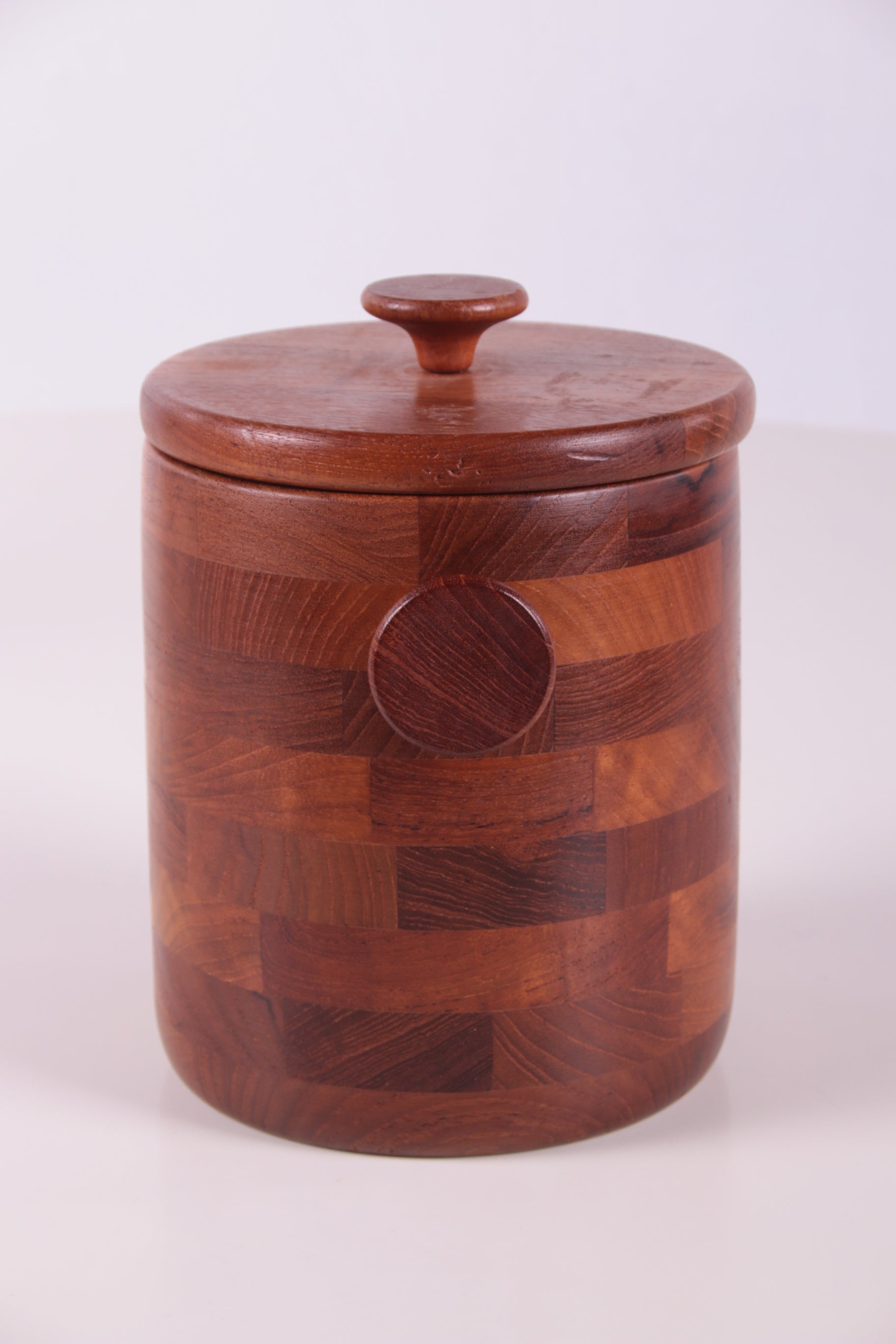 Vintage teakhouten ijsemmer design Viners of Sheffield zijkant