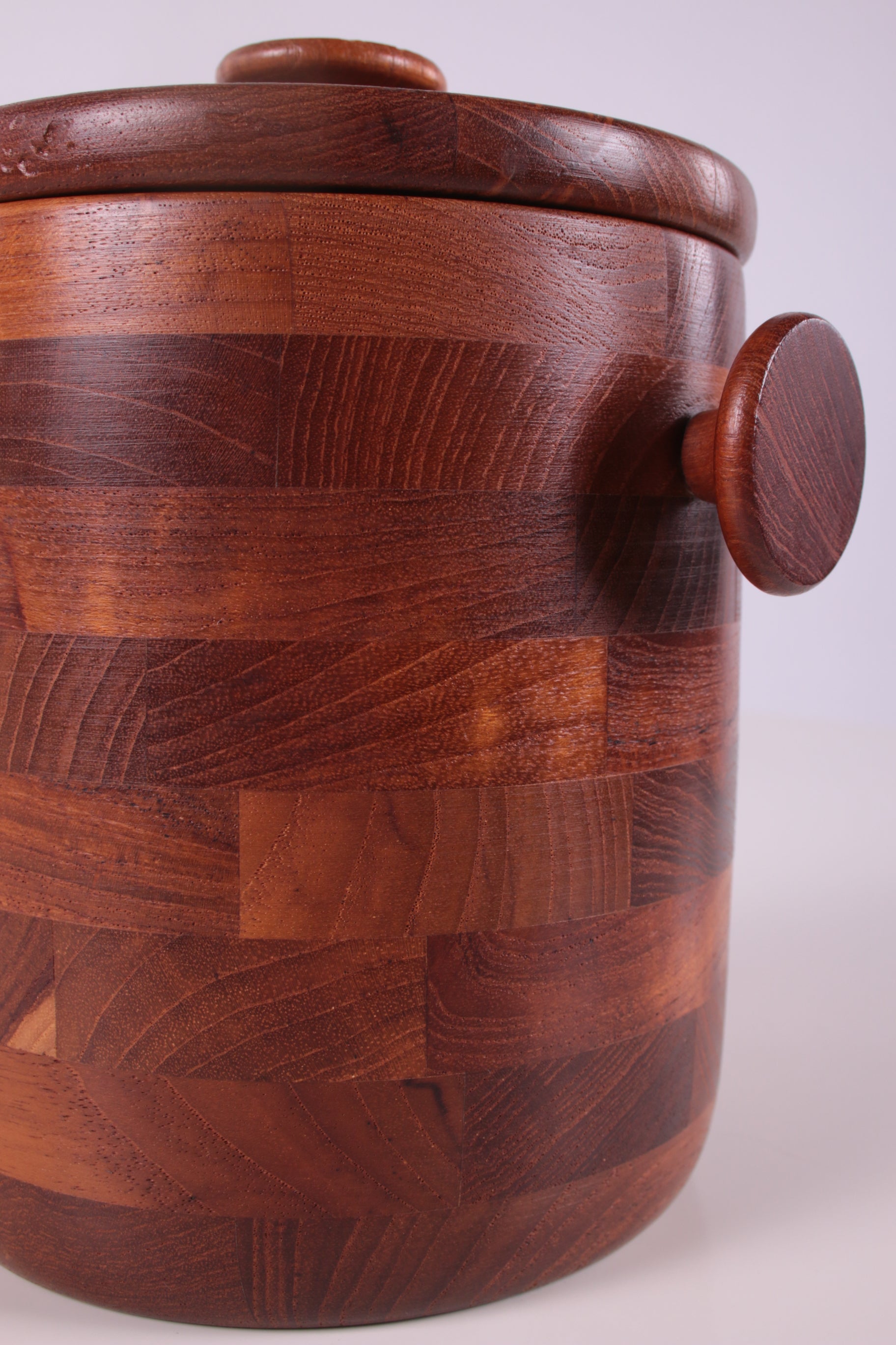 Vintage teakhouten ijsemmer design Viners of Sheffield detail hout