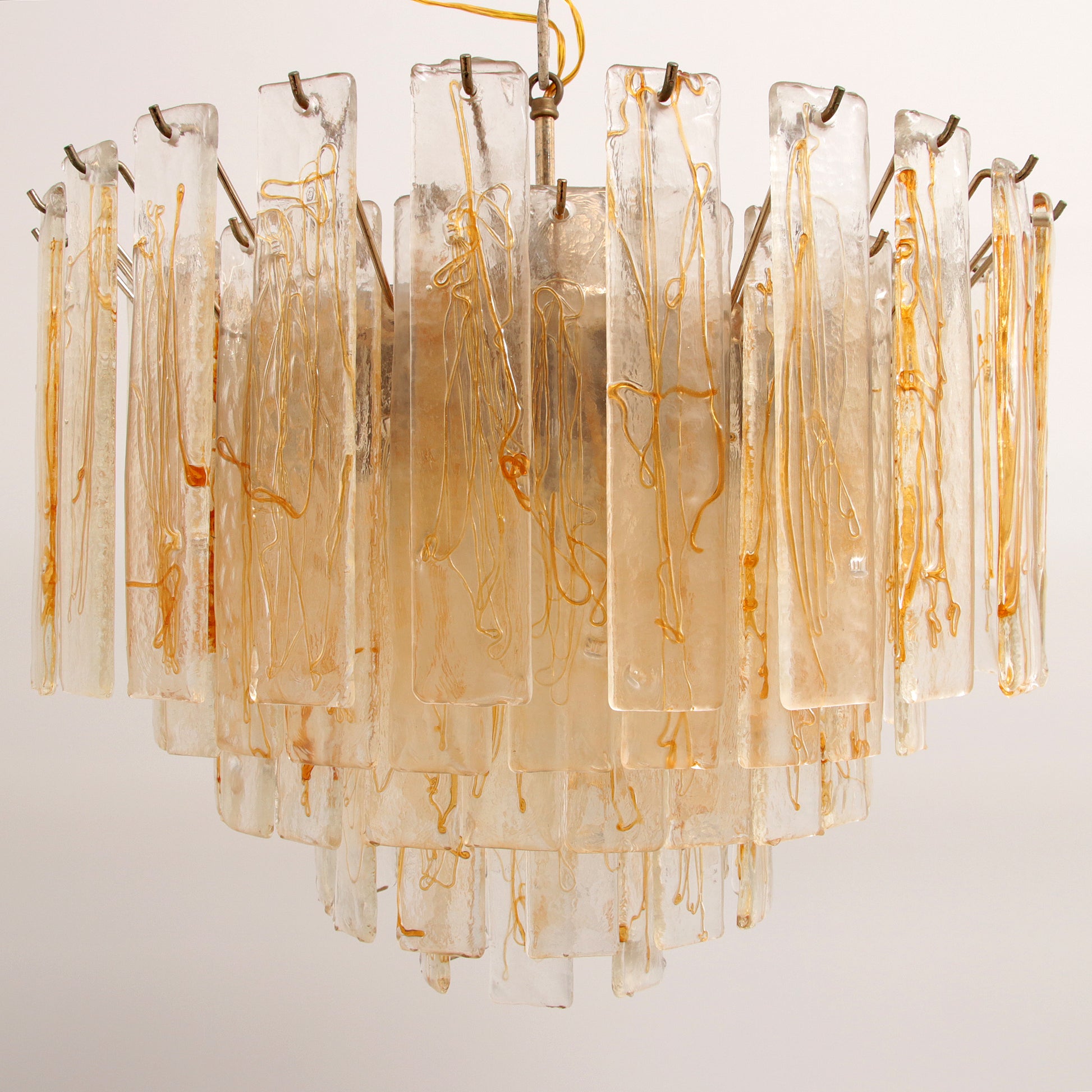 Jaren70 Grote Murano glas hanglamp van Mazzega,Italie