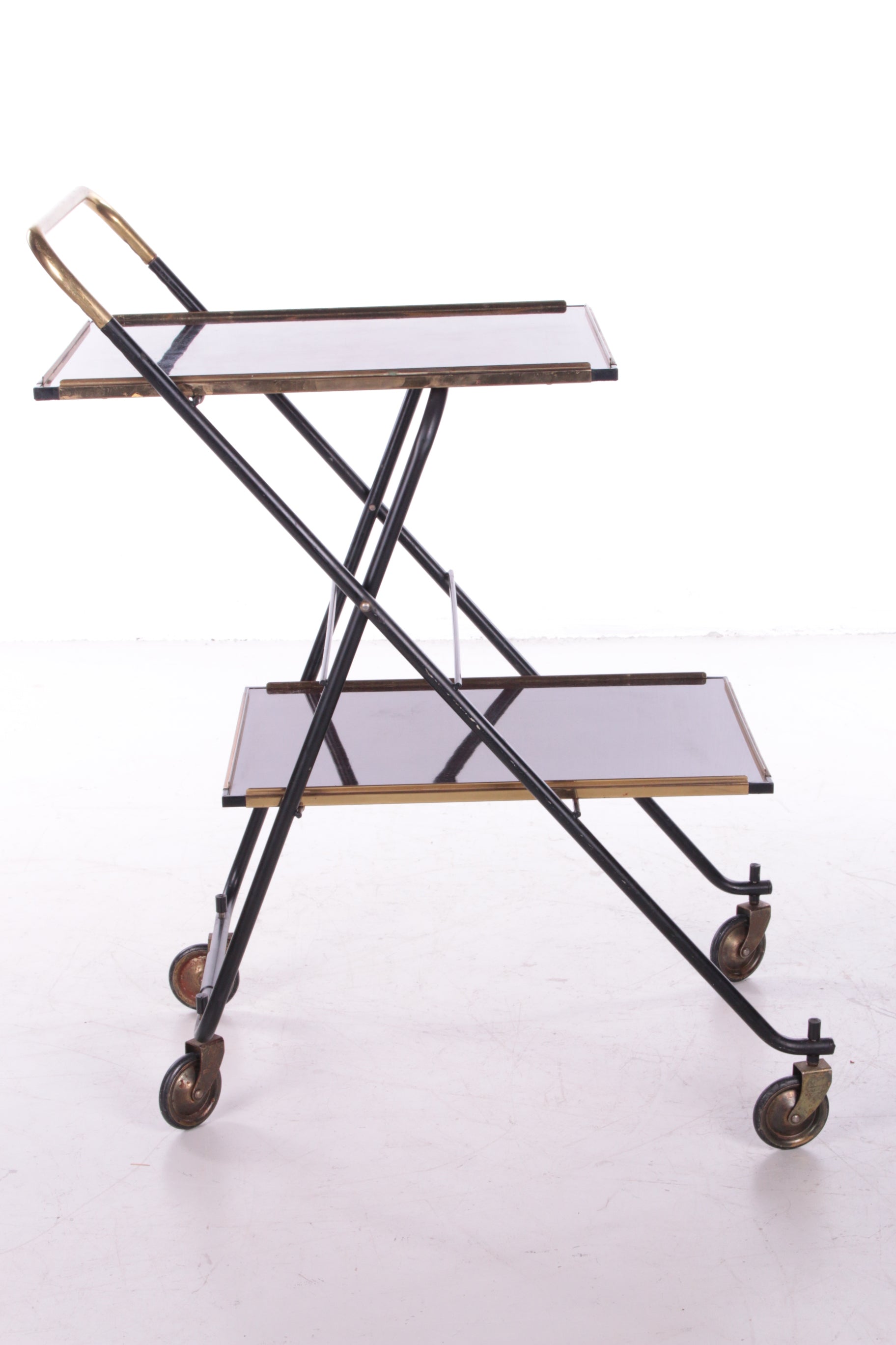 Vintage Franse Serveertrolley of Drankenkar,1960 zijkant