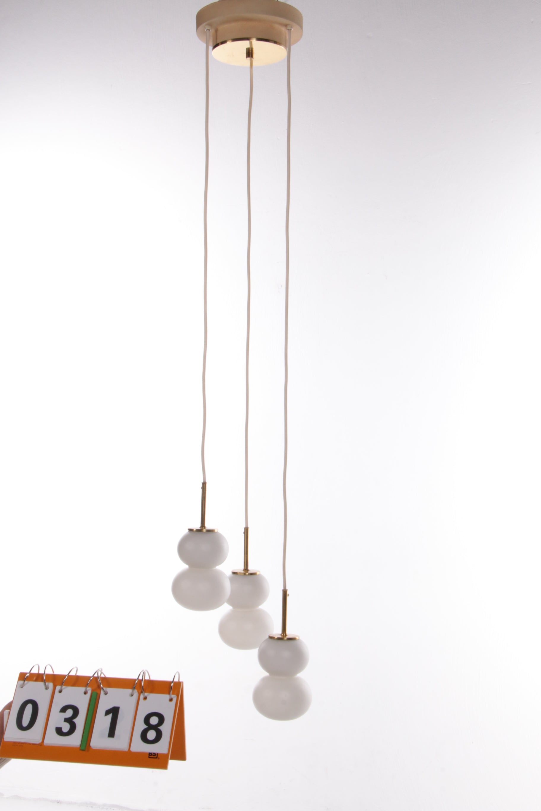 Vintage Plafondlamp met drie Opaalglazen bollen,1960 Duitsland