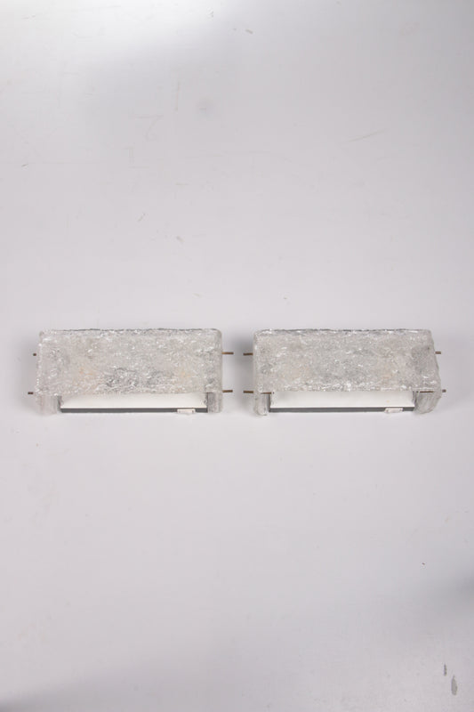 Vintage Set van 2 Kalmar Wandlampen met ijsglas,1960 Duitsland