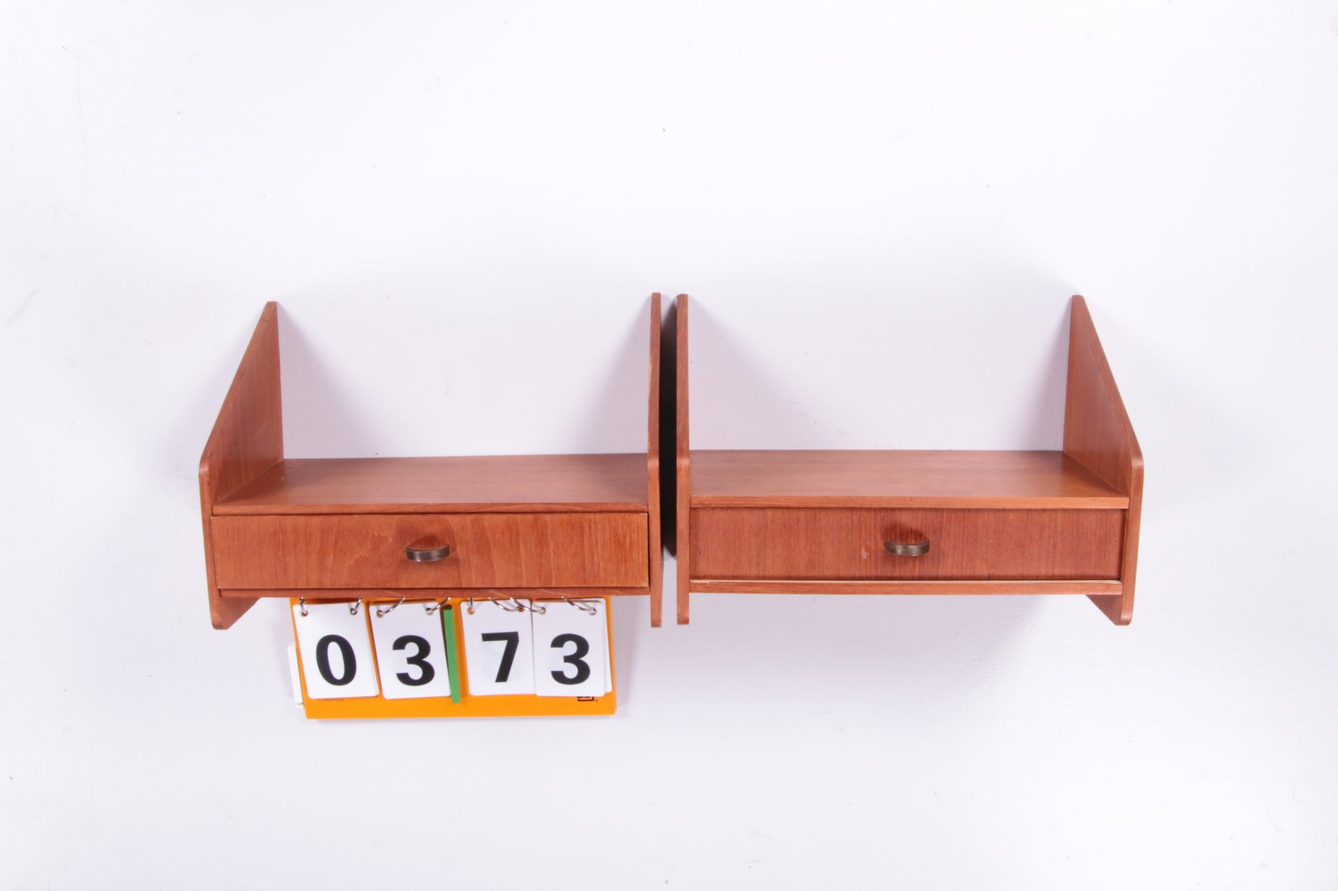 Set teakhouten zwevende vintage nachtkastjes met lade - Denemarken 1960
