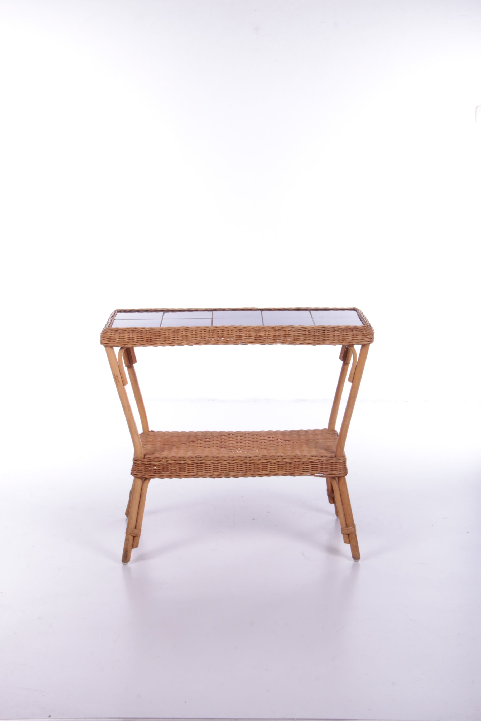 Vintage Sidetable Bohemian stijl Bamboo,1960 Frankrijk.