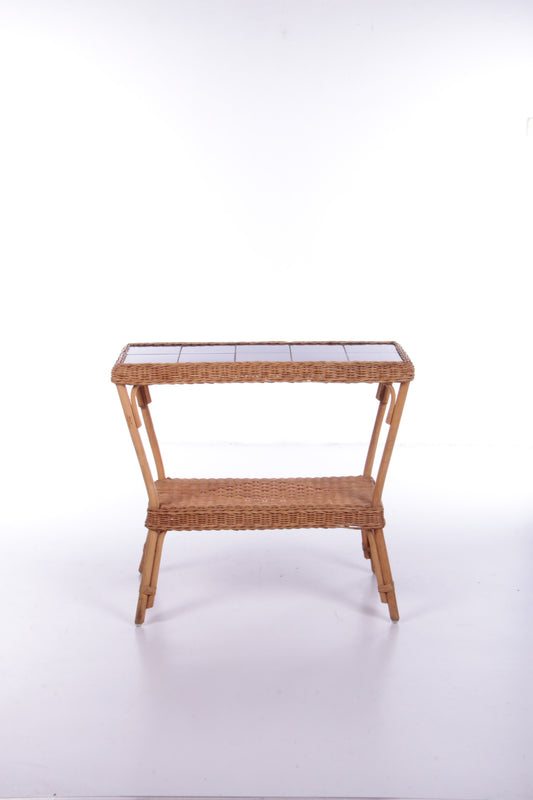 Vintage Sidetable Bohemian stijl Bamboo,1960 Frankrijk.
