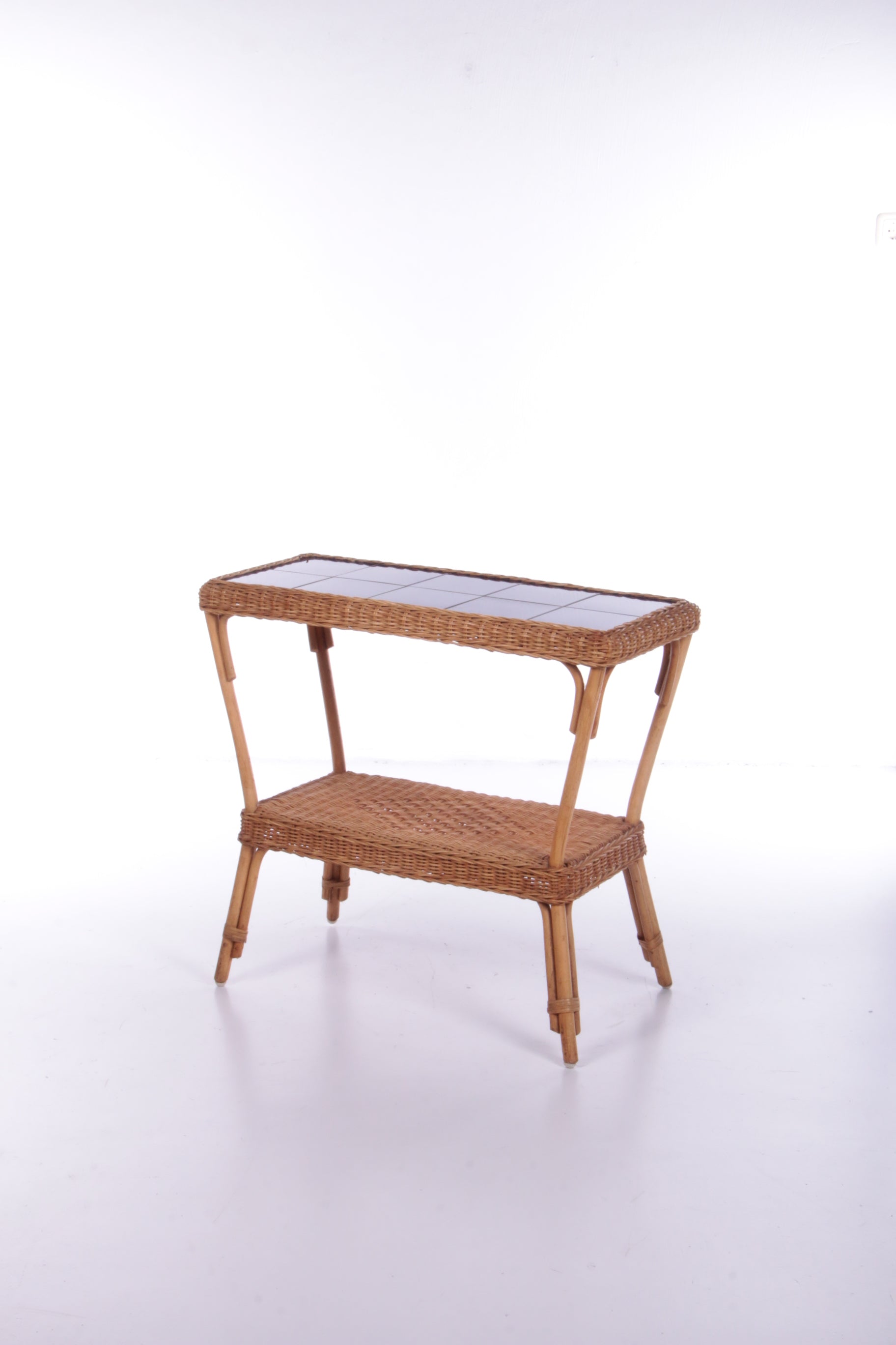 Vintage Sidetable Bohemian stijl Bamboo,1960 Frankrijk.