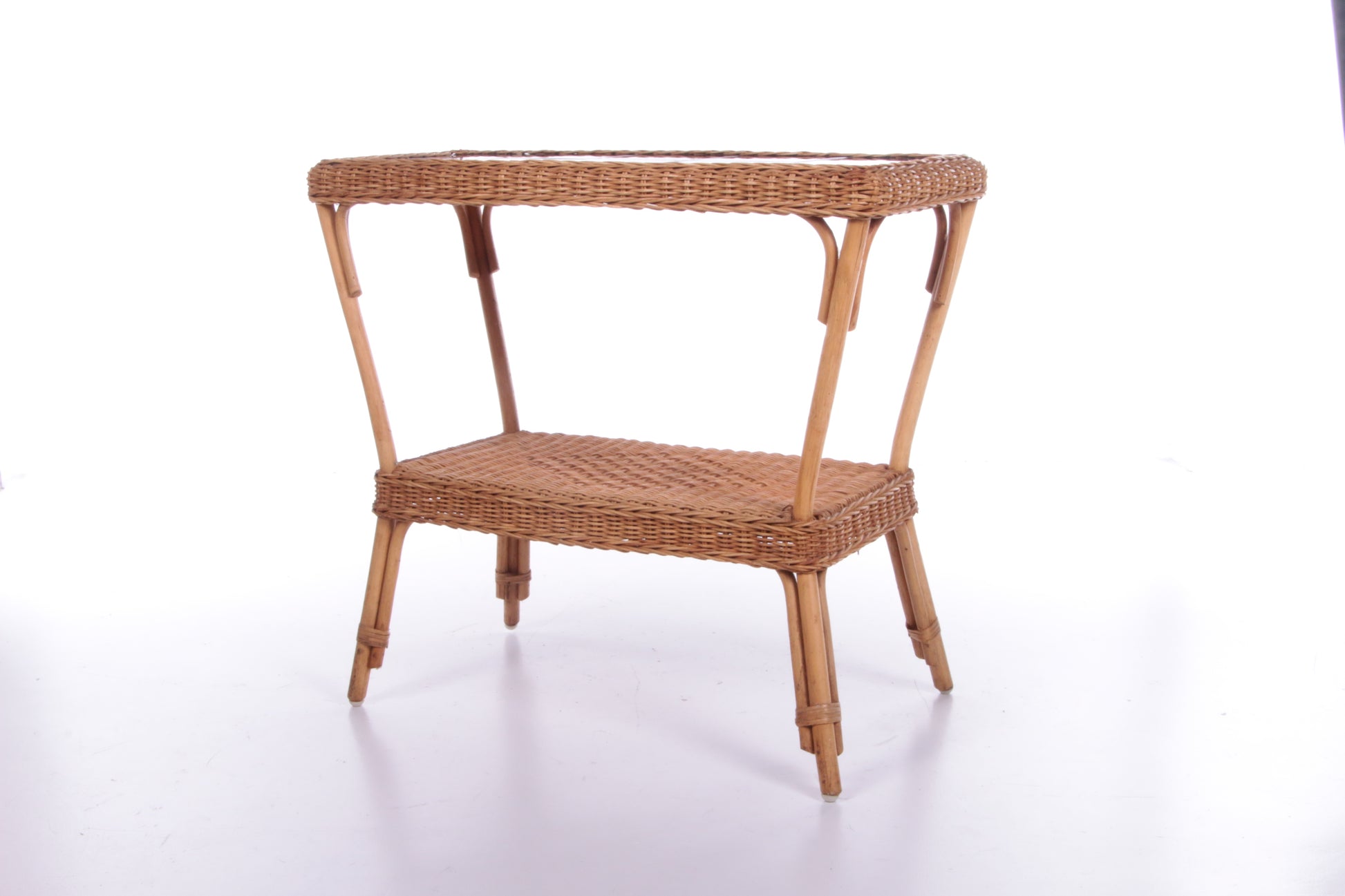 Vintage Sidetable Bohemian stijl Bamboo,1960 Frankrijk.