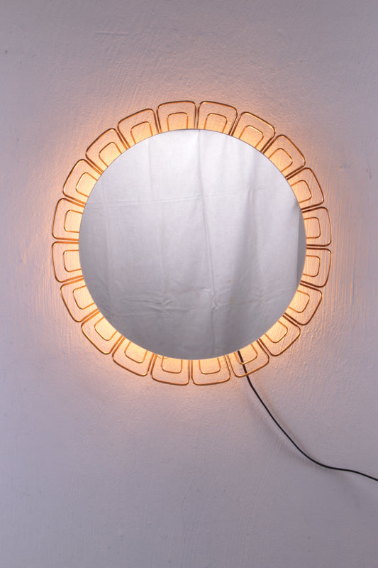 Prachtige Vintage Wandspiegel met verlichting jaren60 Duitsland