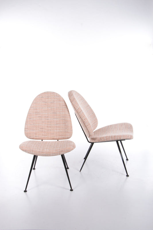 Vintage set stoelen met metalen pootjes,1970