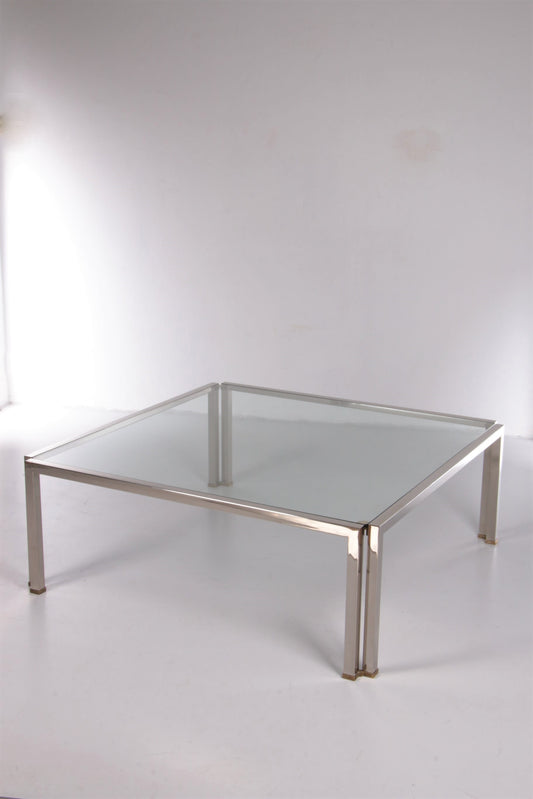 Salontafel Peter Ghyczy Model T28d Inox met messing,1986