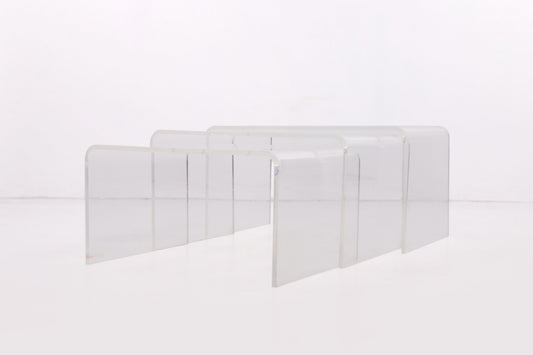 Set plexiglas bijzettafel of plantentafel past bij veel woonstijlen,1970s.