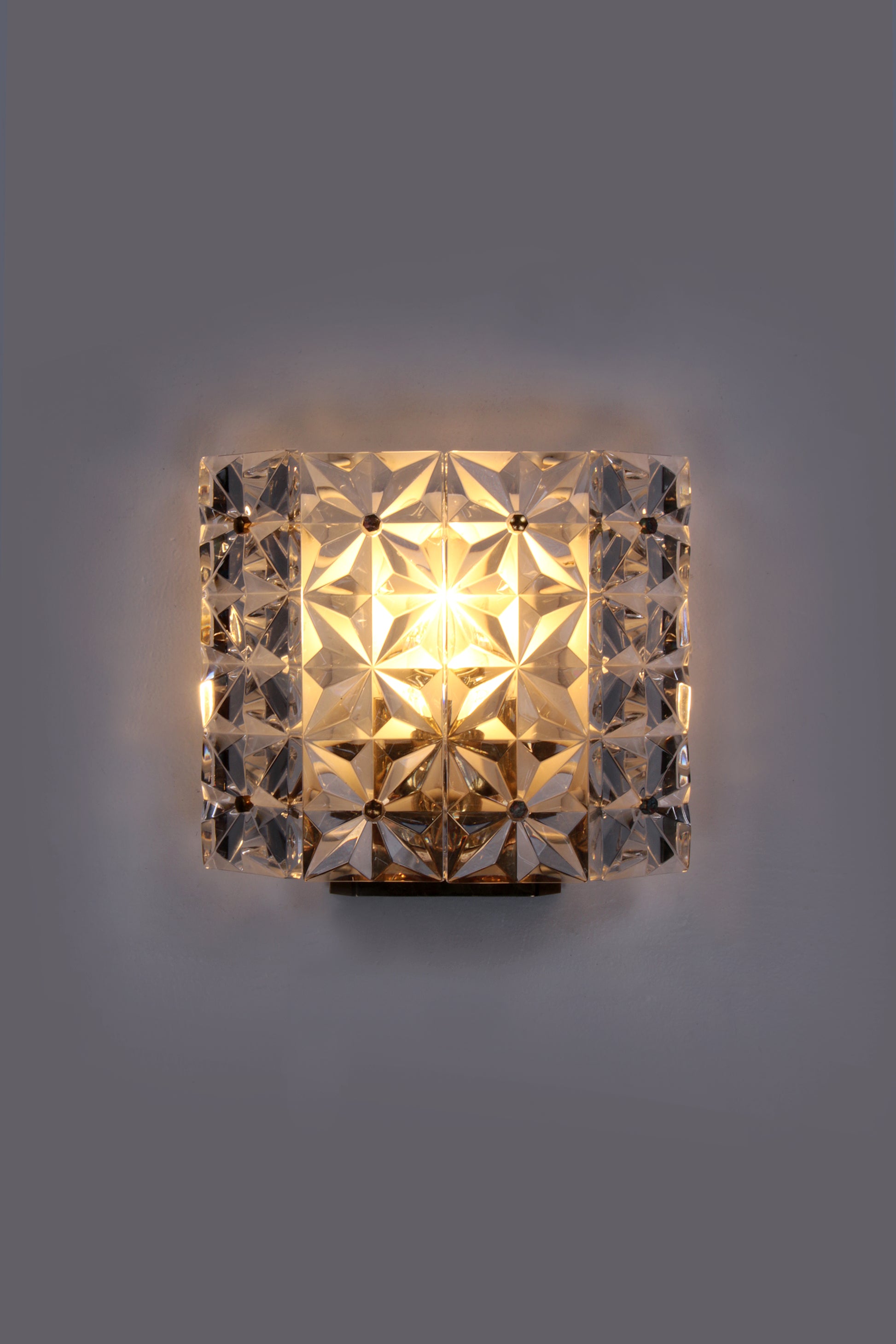 Vergulde en kristalglazen Wandlamp van Kinkeldey, jaren 60