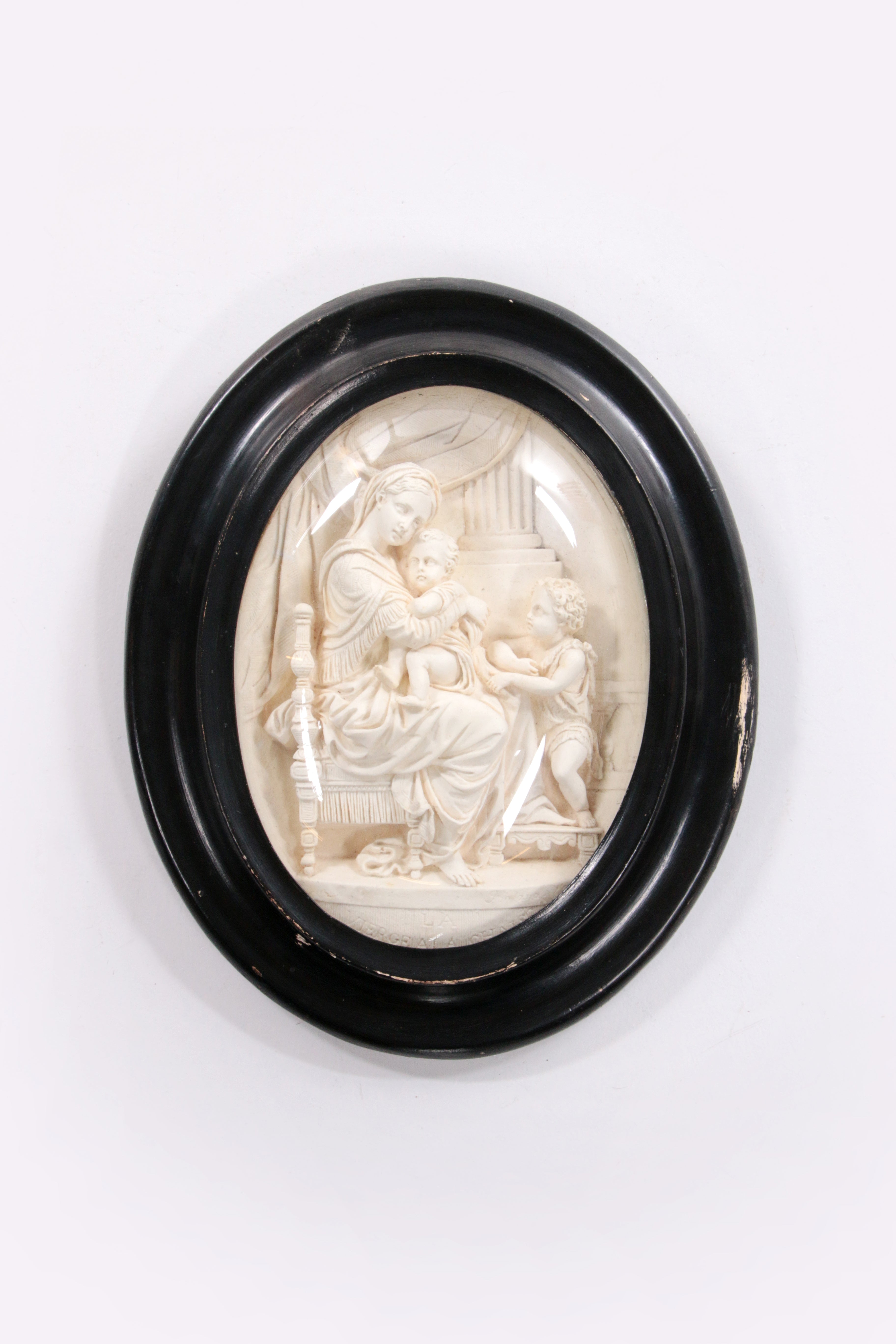 Saint John the Baptist Child Wall Frame Carved Meerschaum Reliquary top