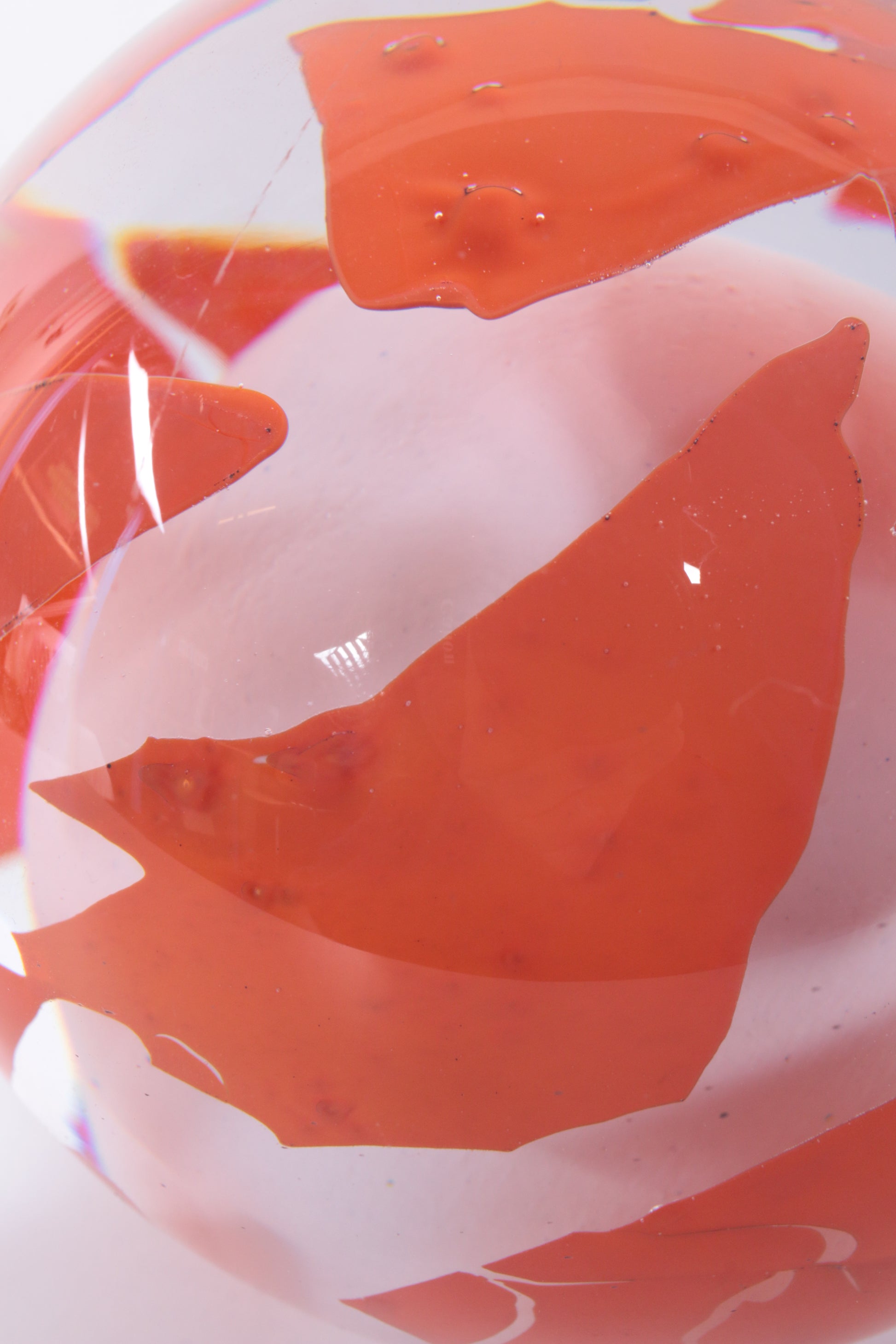 Paperweight  oranje wit van Granna glasbruk Sweden,1960