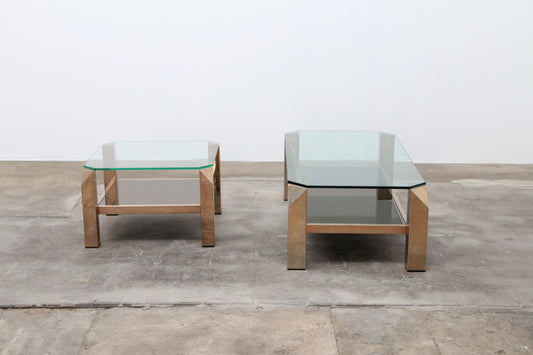 Belgo Chrome set salontafels 23 karaat verguld,1960