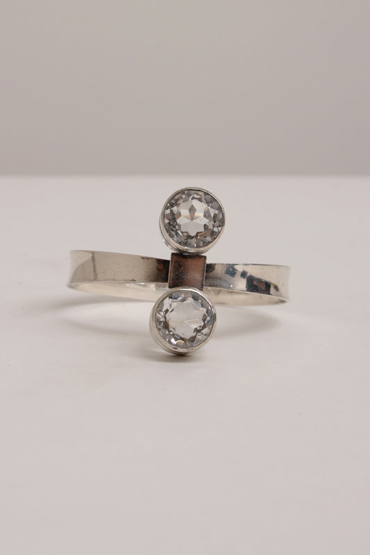 Exquisite Swedish Sterling Silver Bracelet with Dual Faceted Rock Crystal by Alton, 1967