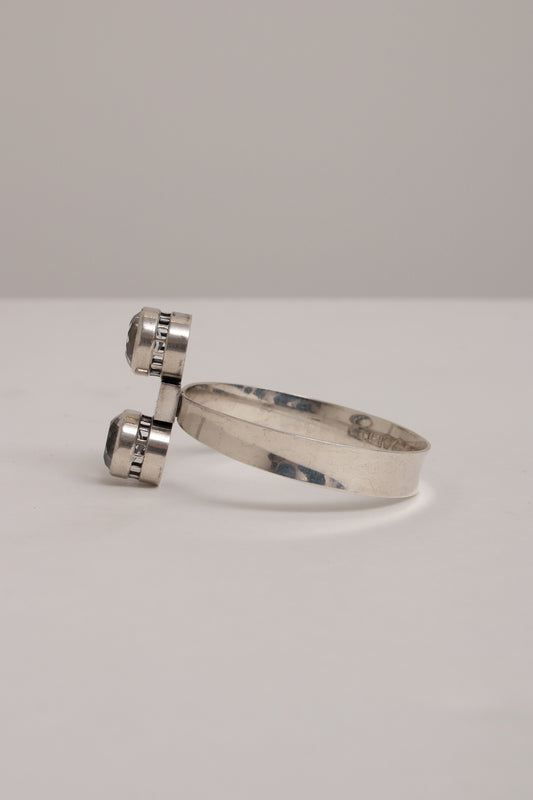 Exquisite Swedish Sterling Silver Bracelet with Dual Faceted Rock Crystal by Alton, 1967
