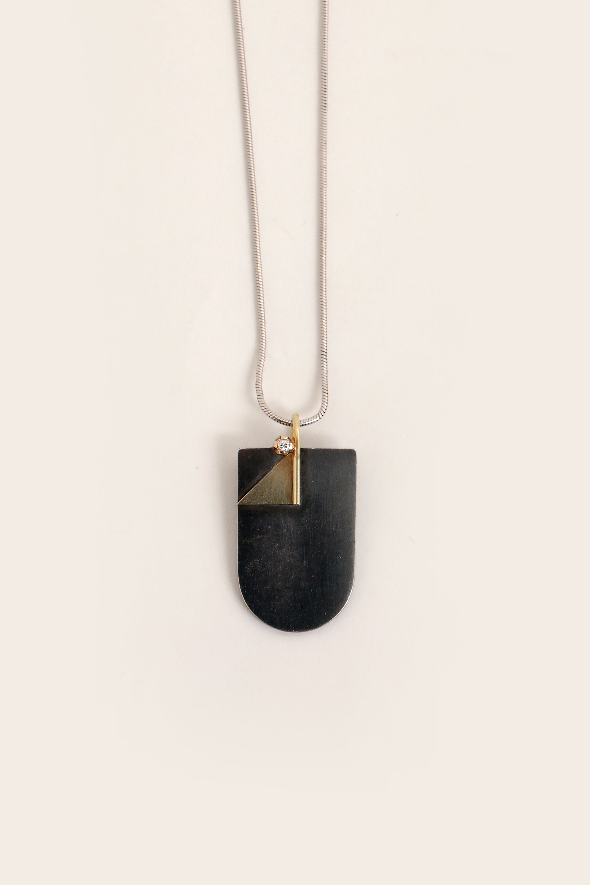 Vintage Hans Hanssen ketting Zilver, 14k goud met diamant