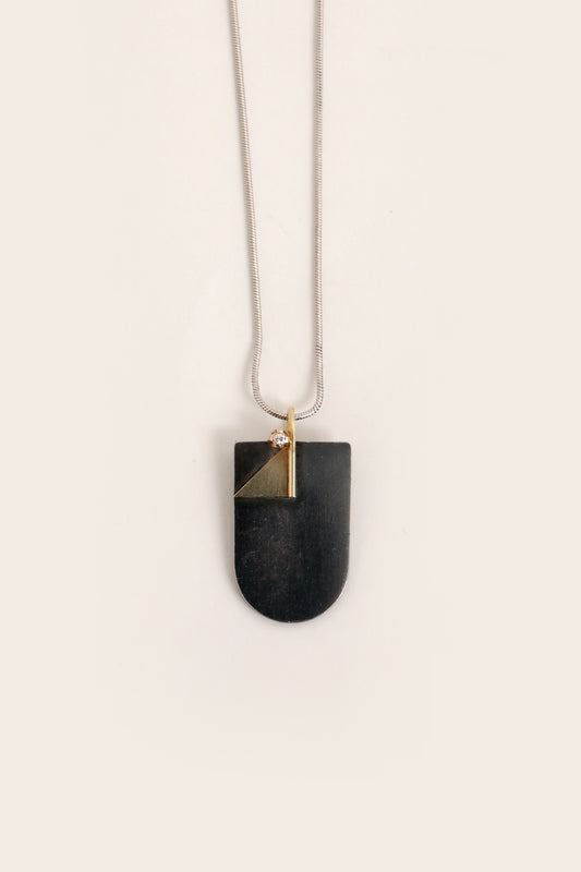 Vintage Hans Hanssen ketting Zilver, 14k goud met diamant
