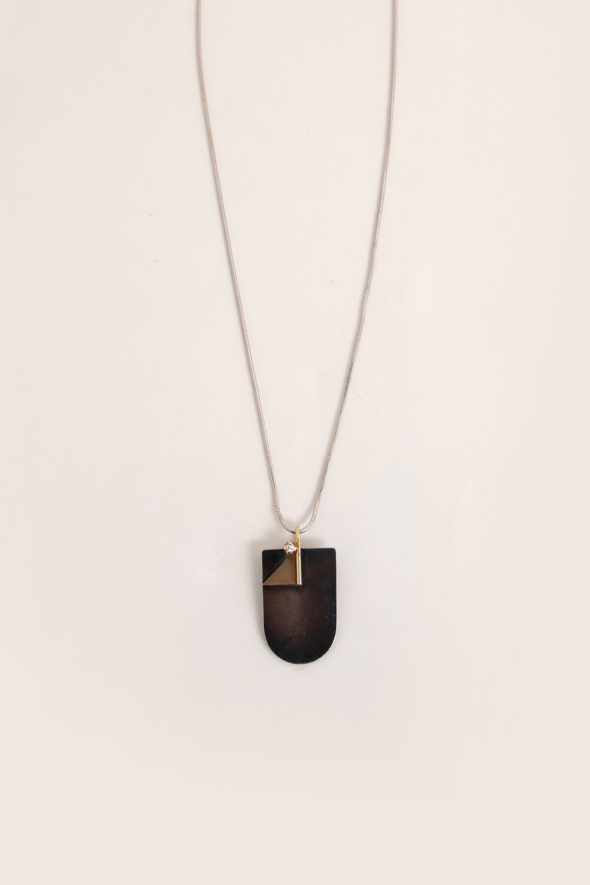 Vintage Hans Hanssen ketting Zilver, 14k goud met diamant