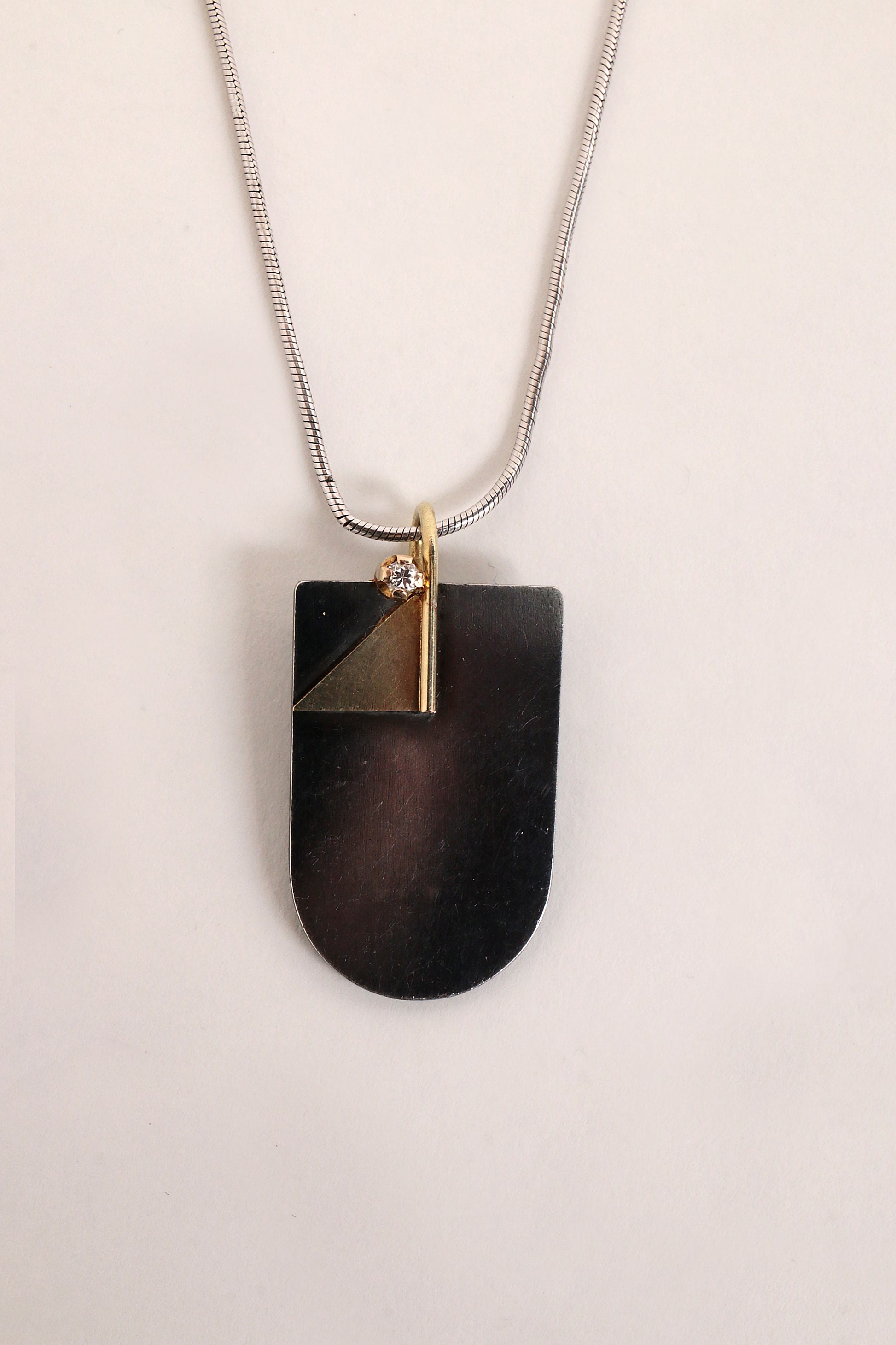 Vintage Hans Hanssen ketting Zilver, 14k goud met diamant