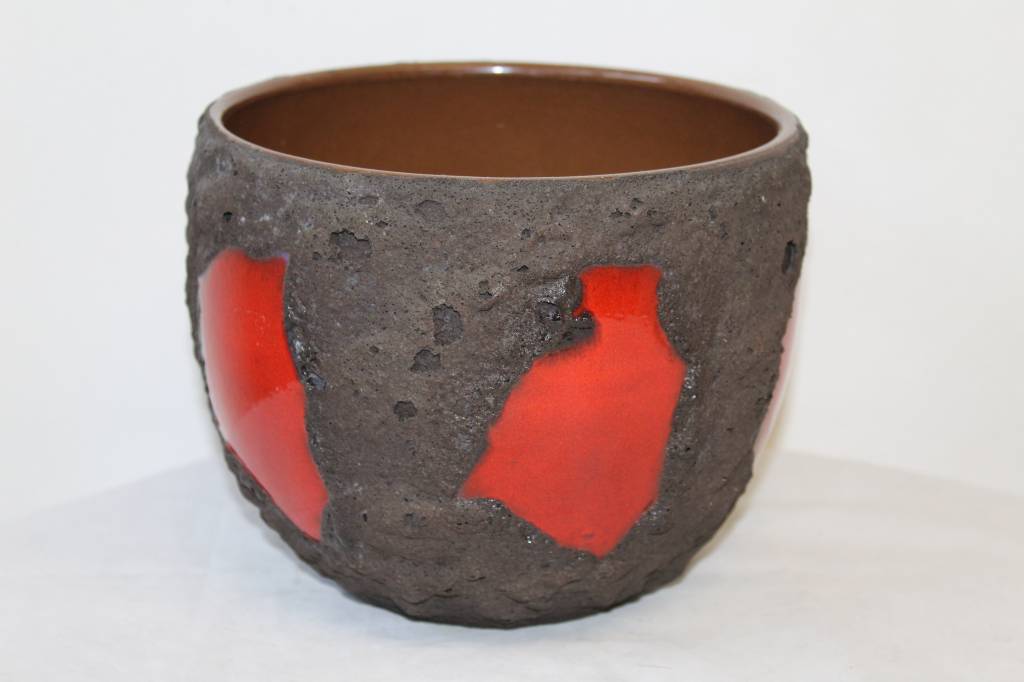 Vintage bloempot Roth FAT LAVA Rood\Zwart achterkant